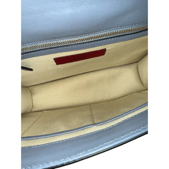 Valentino Garavani Blue Leather Rockstud Crossbody Bag With Gold Chain Strap EUC - Picture 4 of 9